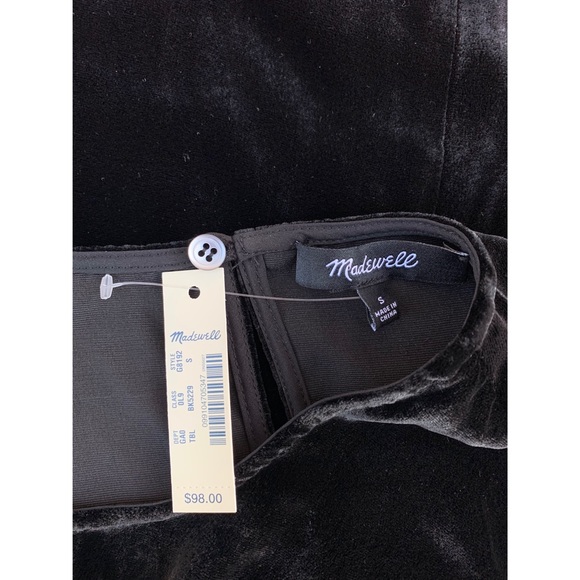 Madewell Black Velvet Boxy High Low Hem Short Sleeve Shirt NWT Small - Picture 4 of 4